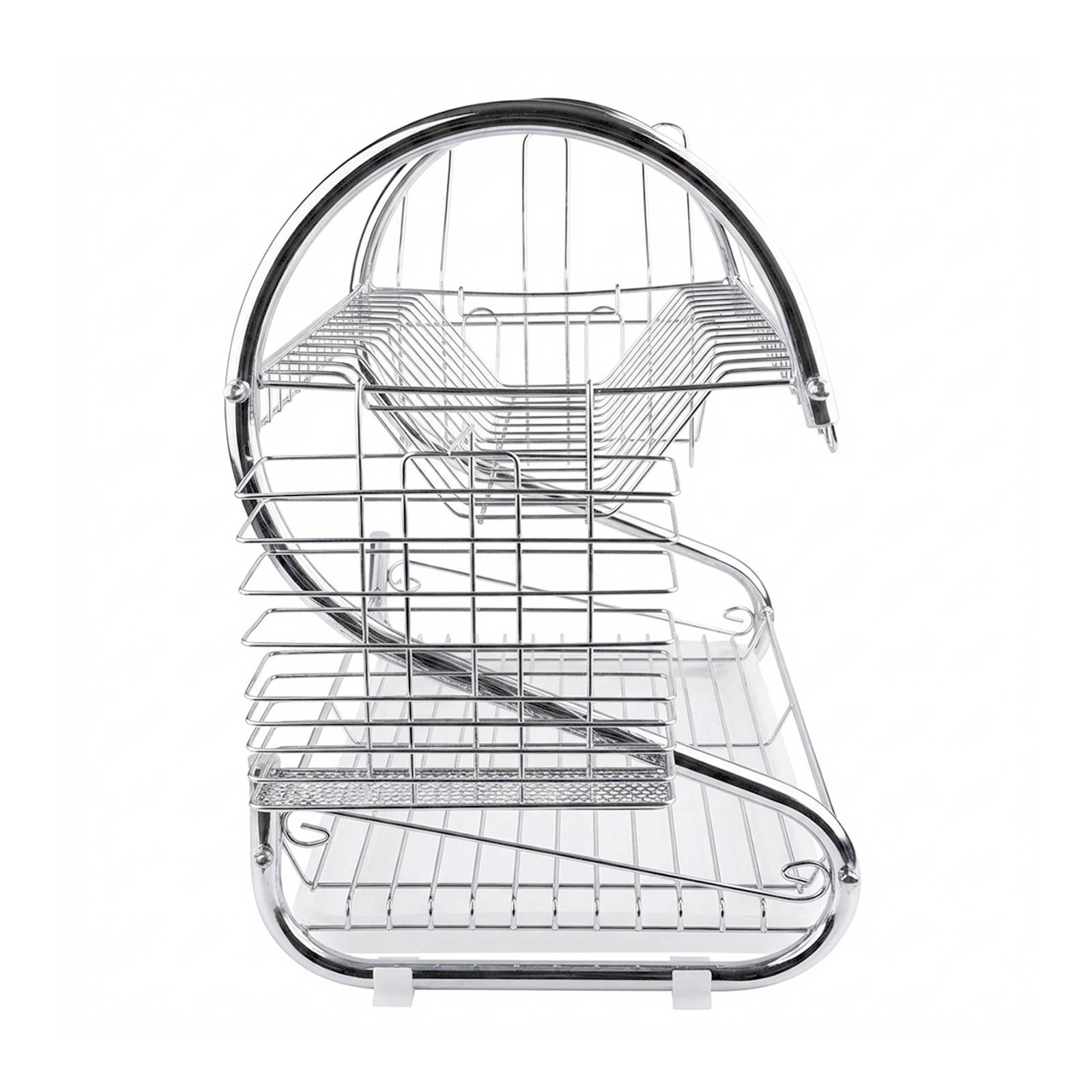 Égouttoir à Vaisselle 2 Niveaux pour 14 Assiettes avec Bac et Porte-couverts-4