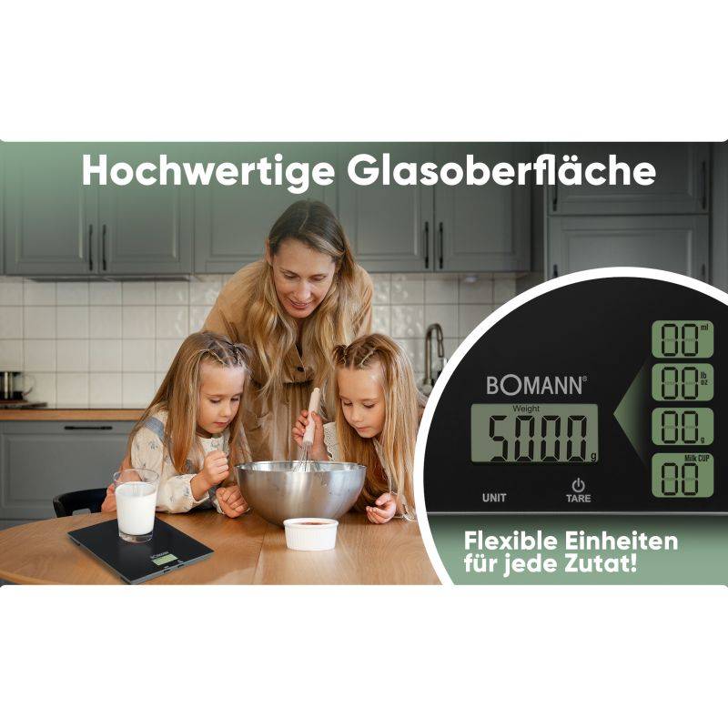 Balance de cuisine en verre Noir Bomann KW6085CB-Noir-3