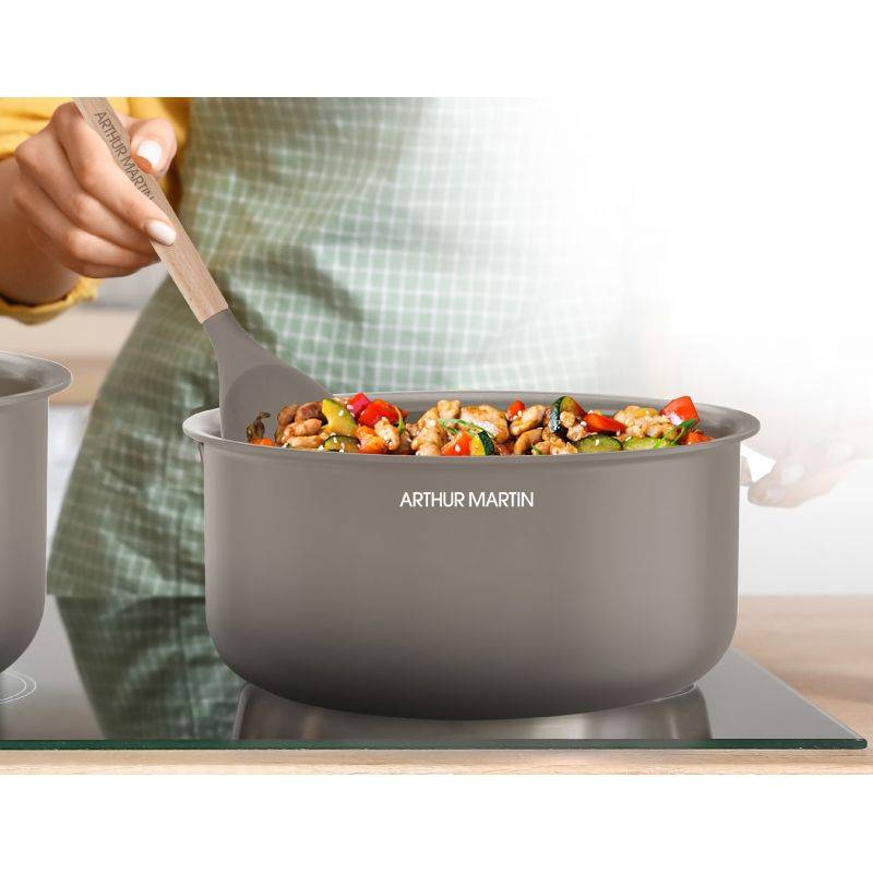 Batterie de cuisine 10 pièces poignée amovible Taupe Arthur Martin AM0986-2