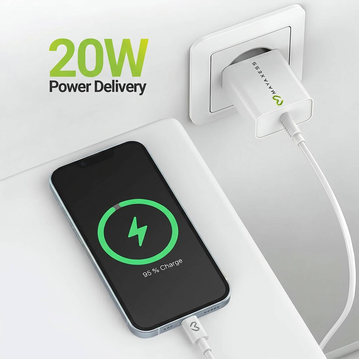 Chargeur Secteur pour iPhone 14 18W + Câble Lightning 1m-0
