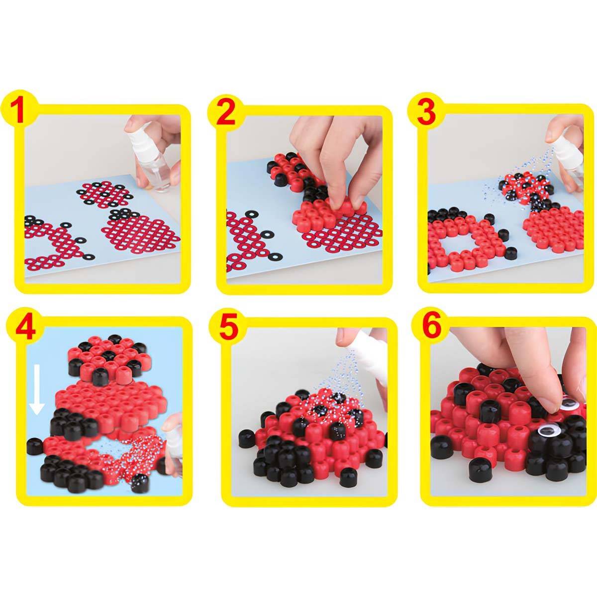 Perles Aqua Coccinelles 100 pièces Créatives et Ludiques à Fixation par Eau-2