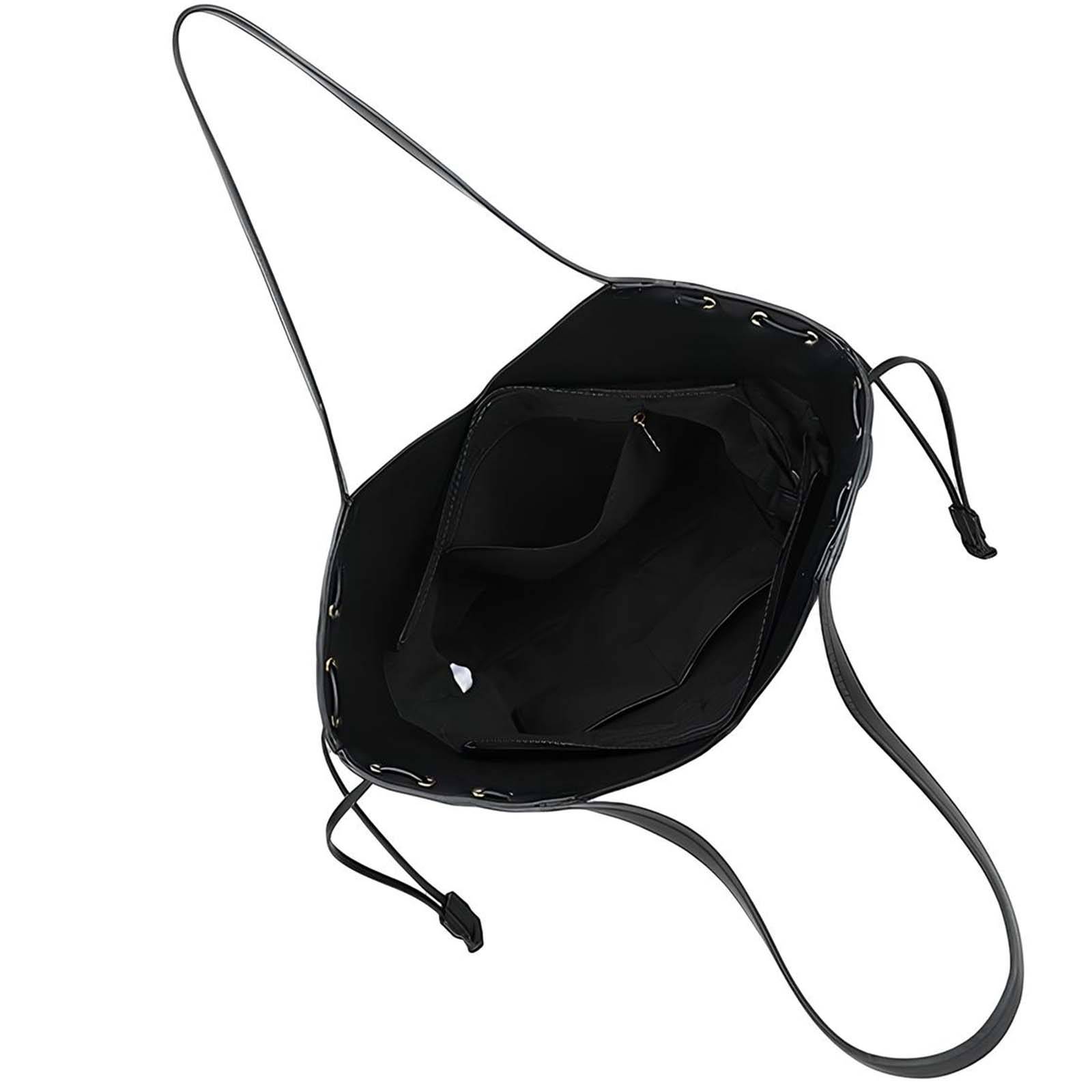Sac Fourre-tout pour Femme Moderne Aspect Suédine avec Cordon de Serrage Latéral-3