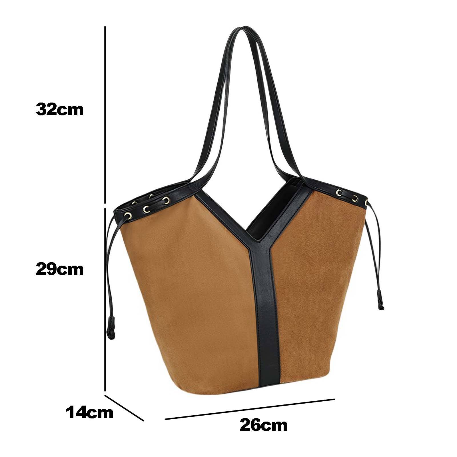 Sac Fourre-tout pour Femme Moderne Aspect Suédine avec Cordon de Serrage Latéral-4