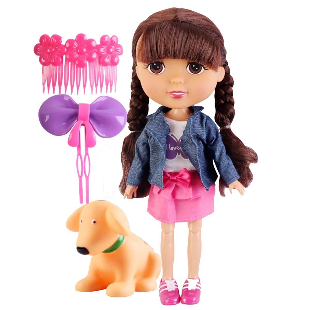 Poupée Vétérinaire 30cm avec Accessoires et Chien Épingle Motif Nourrice-1