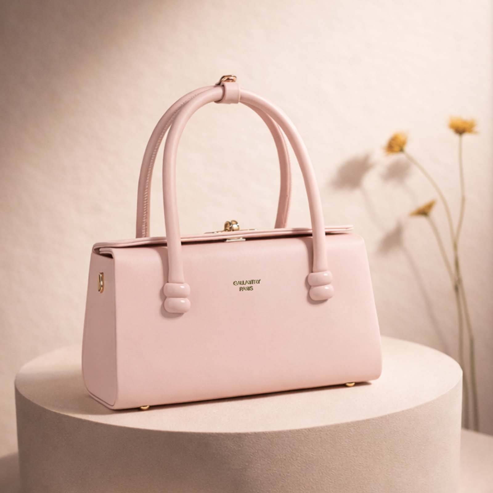 Petit Sac à Main pour Femme Fermeture Loquet Métallique avec Anses Doubles-0