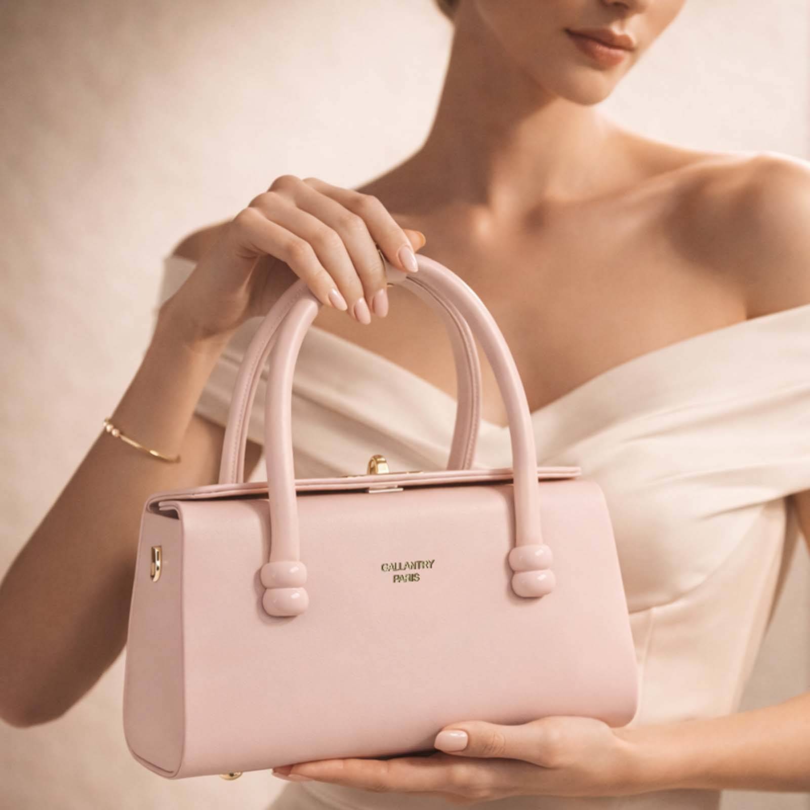 Petit Sac à Main pour Femme Fermeture Loquet Métallique avec Anses Doubles-2