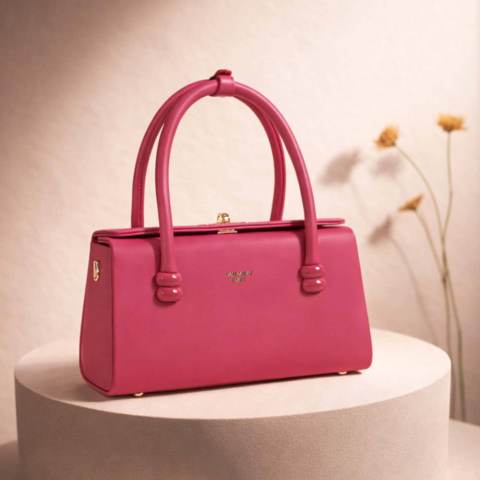 Petit Sac à Main pour Femme Fermeture Loquet Métallique avec Anses Doubles-0
