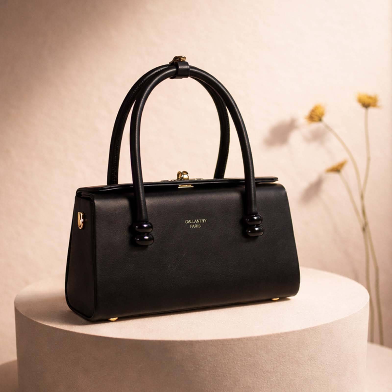 Petit Sac à Main pour Femme Fermeture Loquet Métallique avec Anses Doubles-0
