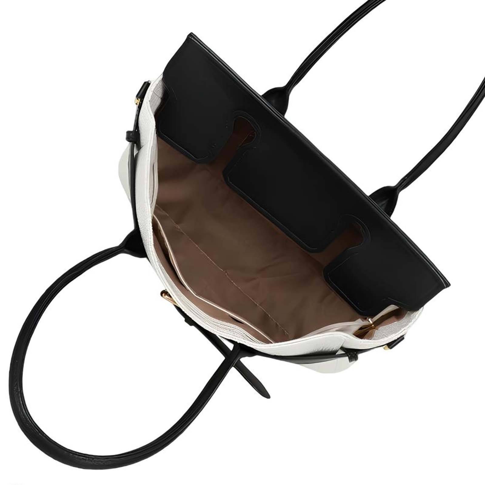 Mini Sac à Main pour Femme en Toile Écru avec Ceinture à Boucle Métallique-3