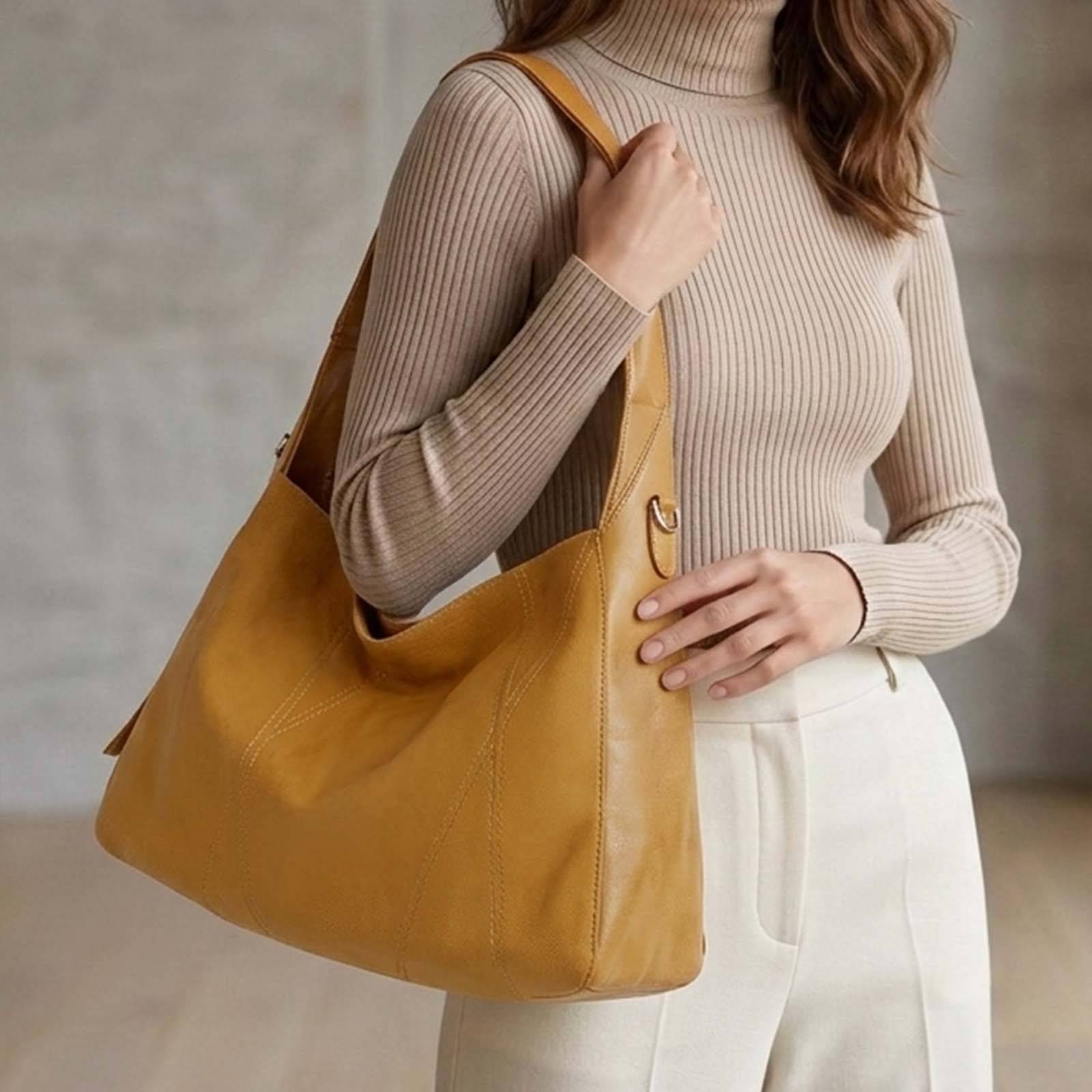 Sac Hobo pour Femme Souple à Tombé Naturel avec Bandoulière Réglable-2