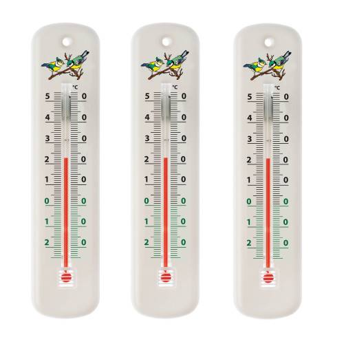 Lot de 3 thermomètres traditionnels blancs 15 cm-0