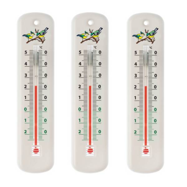 Lot de 3 thermomètres traditionnels blancs 15 cm