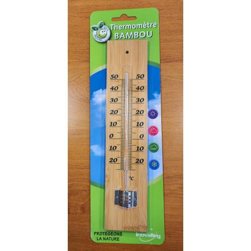Thermomètre traditionnel mural bambou 30 cm-1
