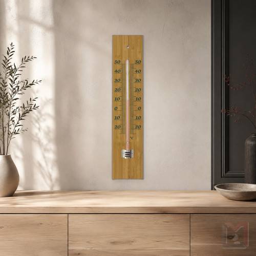 Thermomètre traditionnel mural bambou 30 cm-2