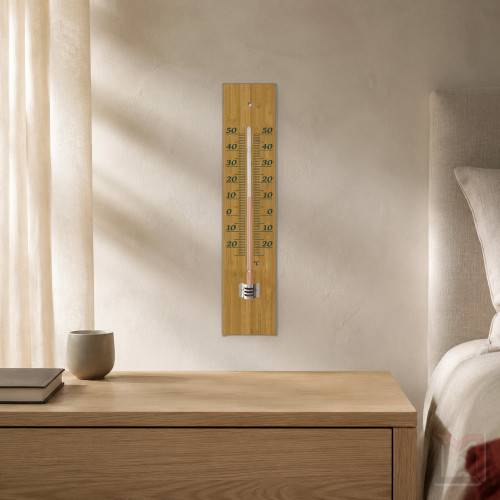 Thermomètre traditionnel mural bambou 30 cm-3