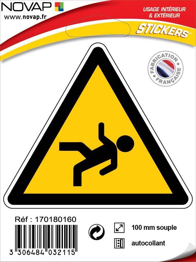 Panneau ''Danger de chute'' vinyle adhésif triangle 100mm - NOVAP - 4032115-0