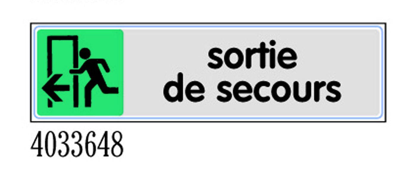 Plaquette de porte ''Sortie de secours flèche gauche'' plexiglas 170x45mm - NOVAP - 4033648-0