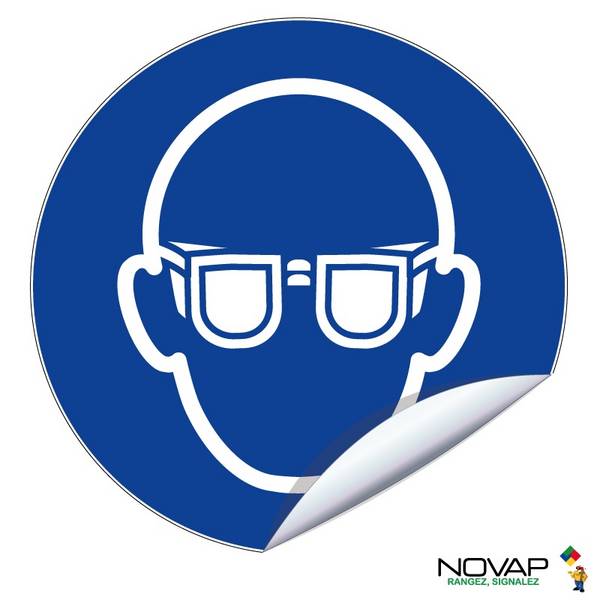 Panneau d'obligation ''Lunettes de protection obligatoire'' vinyle adhésif D80mm - NOVAP - 4031286