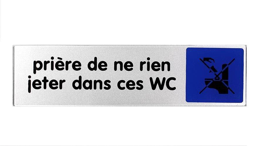 Plaquette de porte ''Prière de ne rien jeter dans ces WC'' plexiglas 170x45mm - NOVAP - 4033372-0