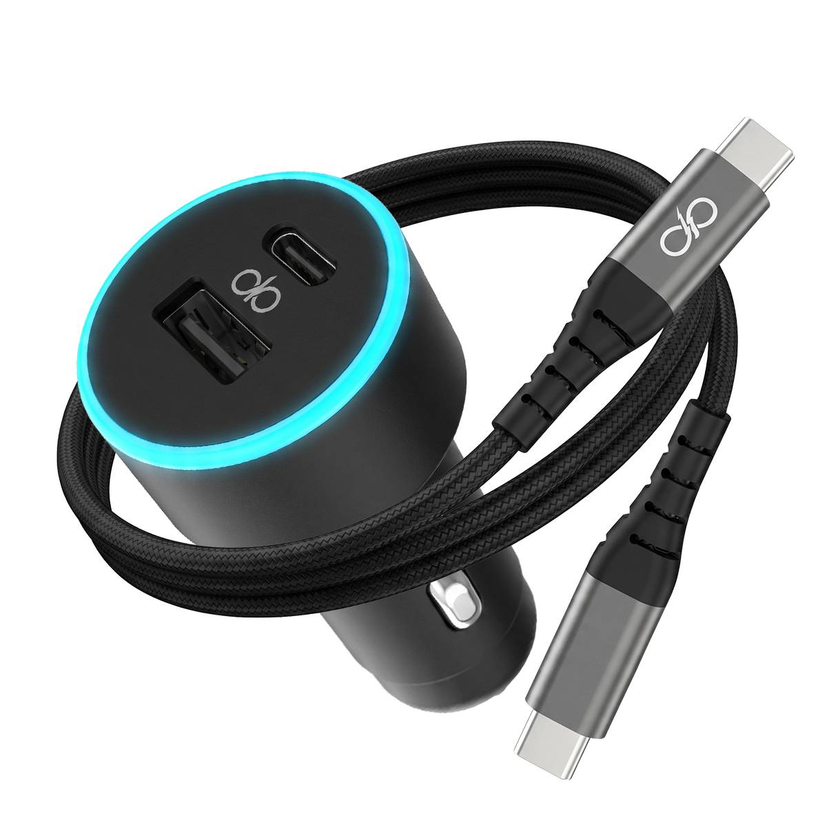 Chargeur Voiture USB-A / USB-C 65W avec Câble USB-C Charge Rapide-0