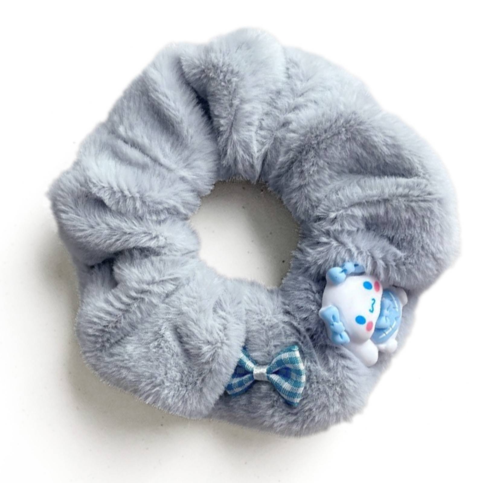 Chouchou Classique pour Cheveux en Fausse Fourrure Pelucheux avec Charms Sanrio Ravissant Gris-0