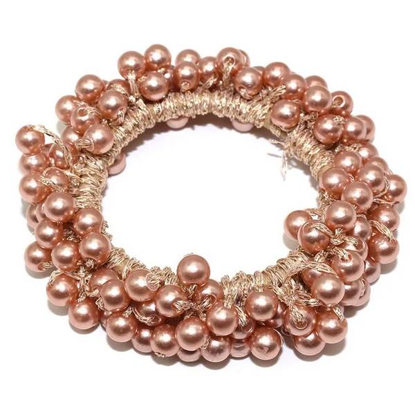 Élastique pour Cheveux avec Perles Nacrées Raffinées Rose Antique