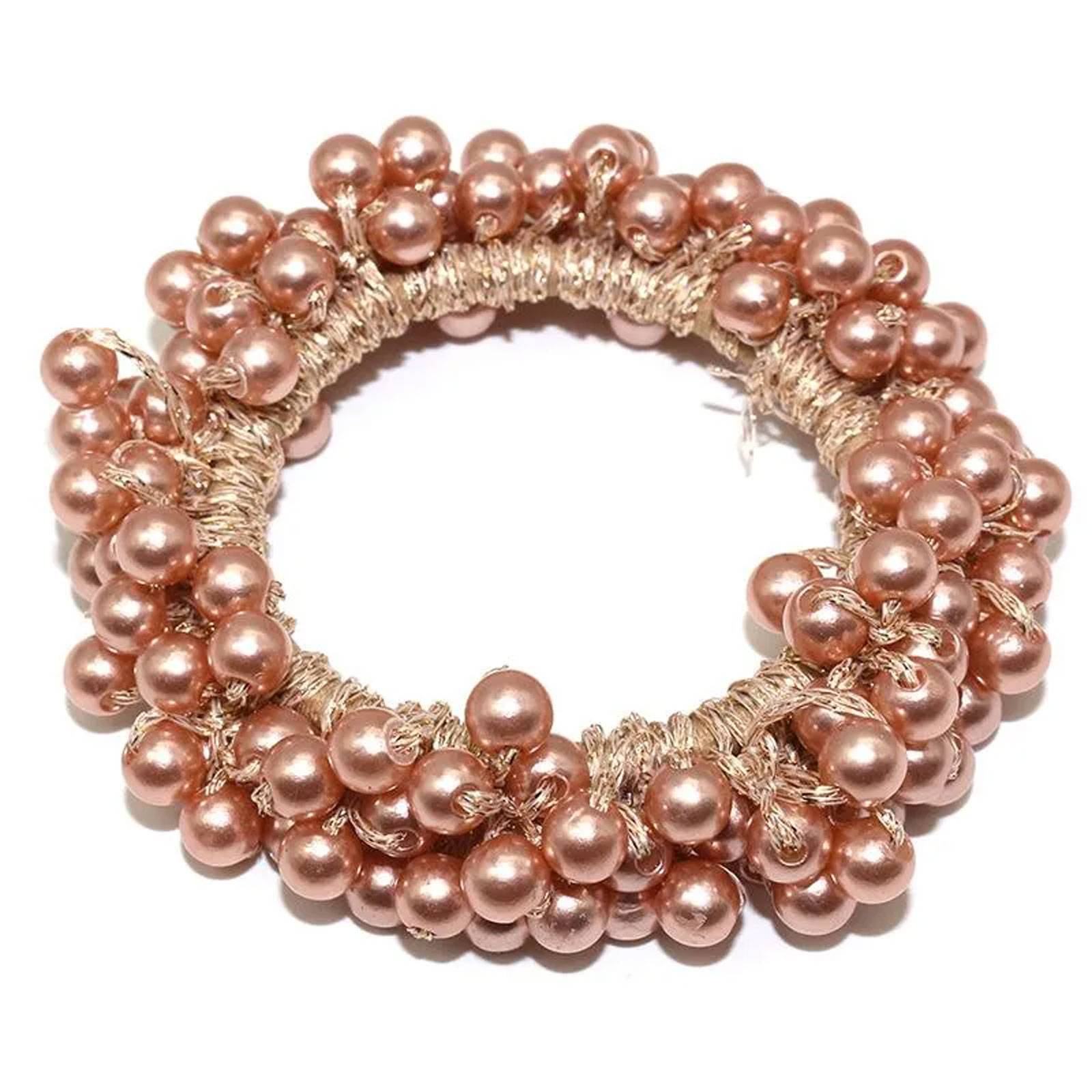 Élastique pour Cheveux avec Perles Nacrées Raffinées Rose Antique-0