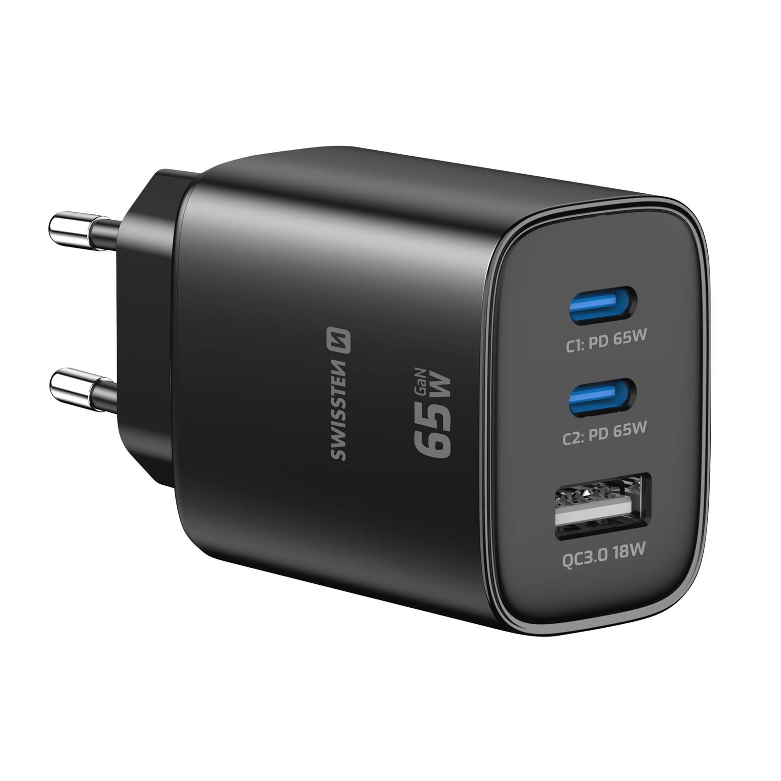 Chargeur 2 USB-C 65W Power Delivery et USB-A Quick Charge 3.0 18W-0