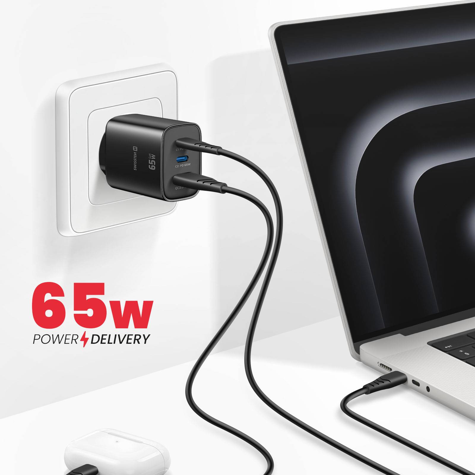 Chargeur 2 USB-C 65W Power Delivery et USB-A Quick Charge 3.0 18W-3