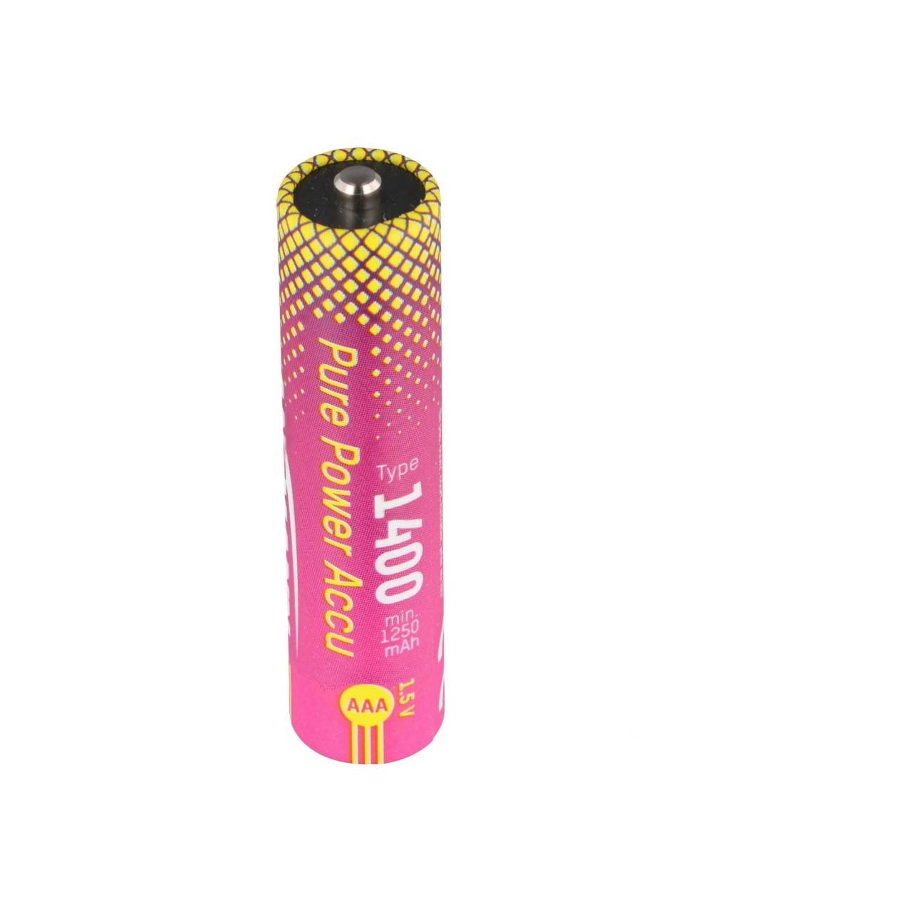 Piles Ansmann Pure Power Micro AAA, Li-Ion, 1,5 V, min. 1250 mAh, typique 1400 mAh, blister de 4-2