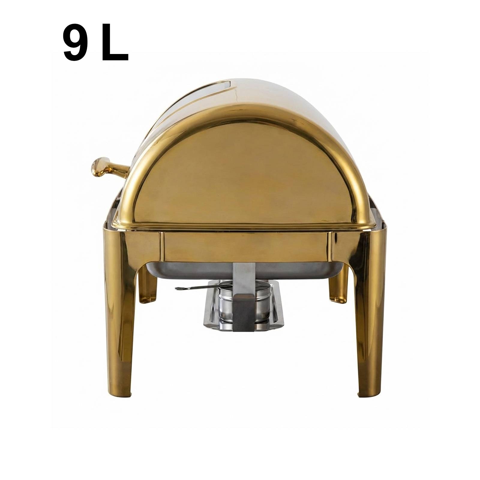Chauffe-plats Simple Compartiment 9L en Inox avec Couvercle Rabattable Vitré-1