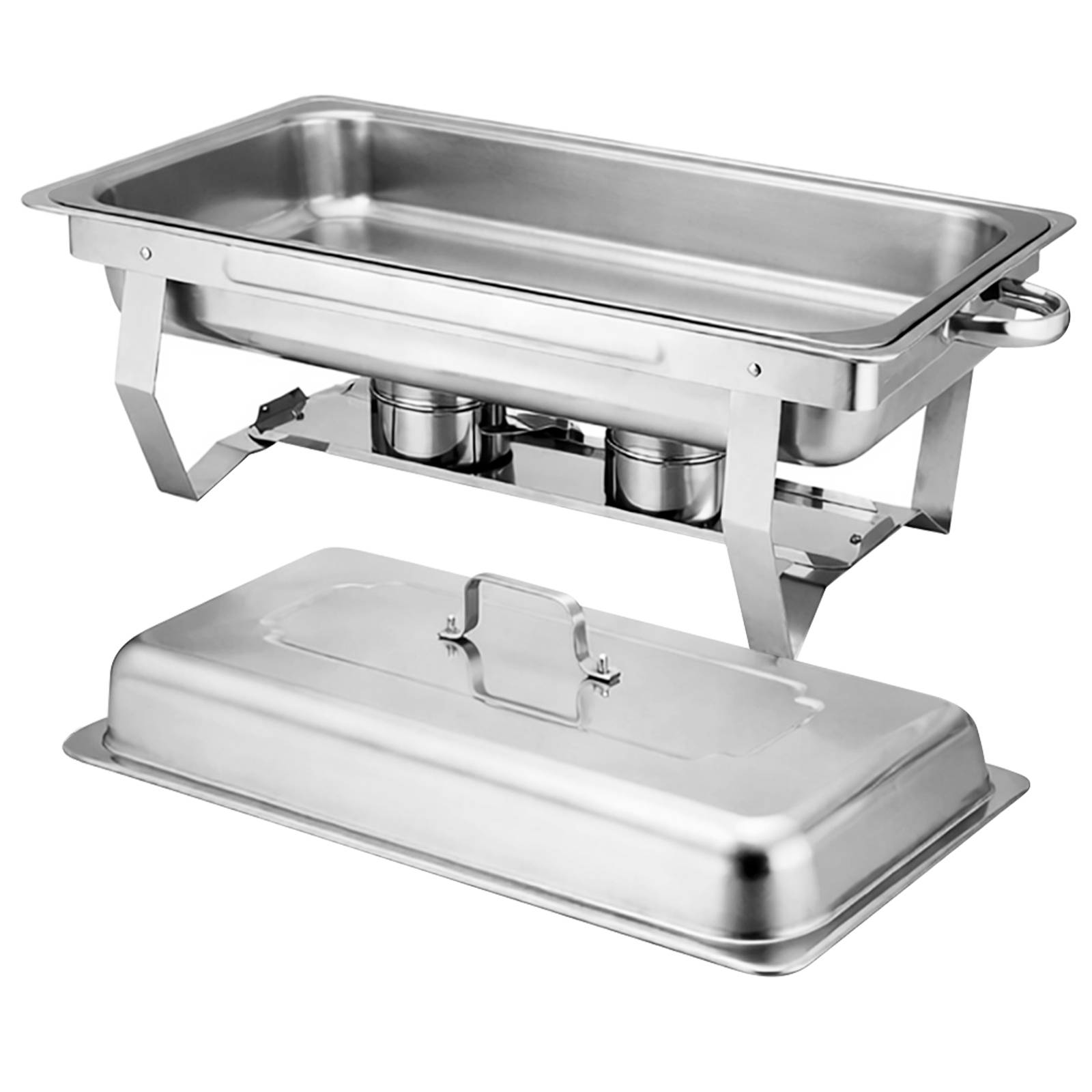 Chauffe-plats Rectangulaire 11L Simple Compartiment en Inox avec Couvercle-0