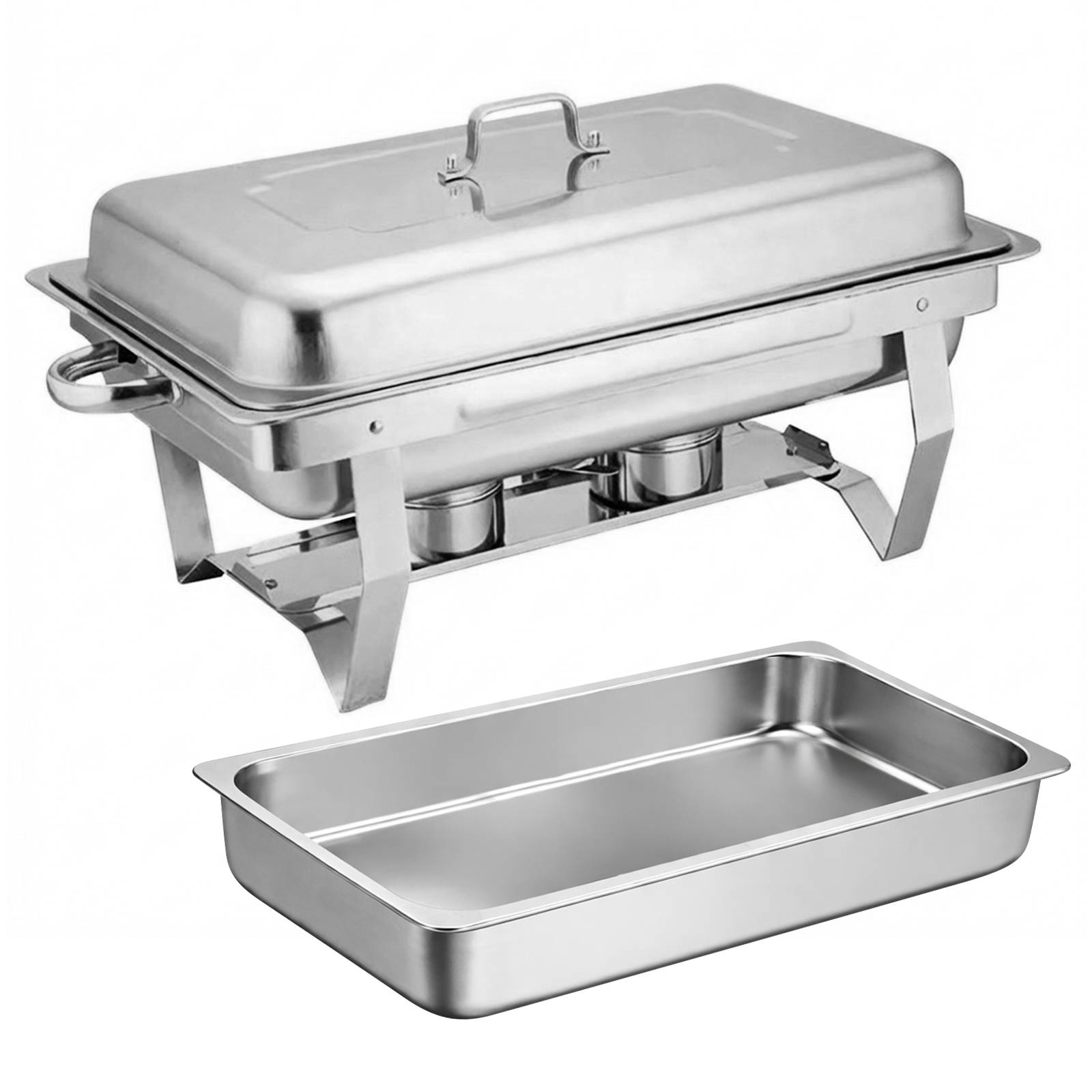 Chauffe-plats Rectangulaire 11L Simple Compartiment en Inox avec Couvercle-1