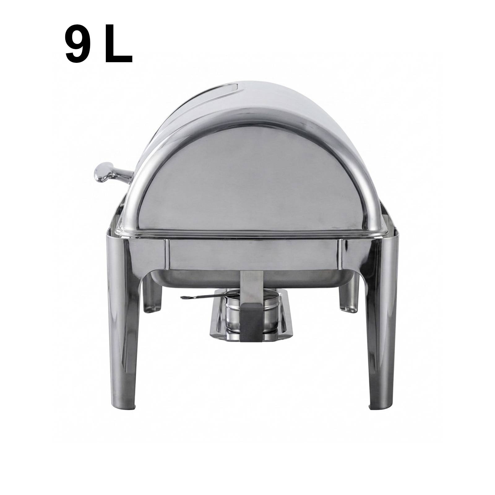 Chauffe-plats Double Compartiment 9L en Inox avec Couvercle Rabattable Vitré-4
