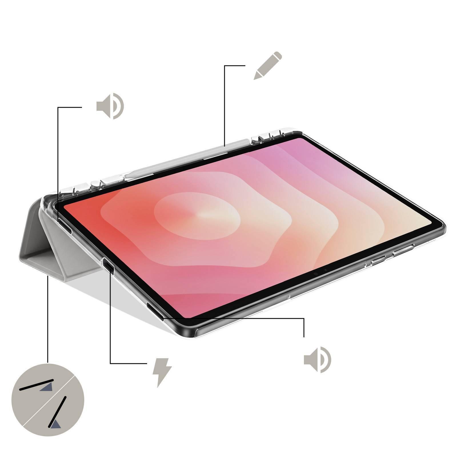 Étui pour Galaxy Tab S11 avec Fonction Support Modulable Design Origami-3