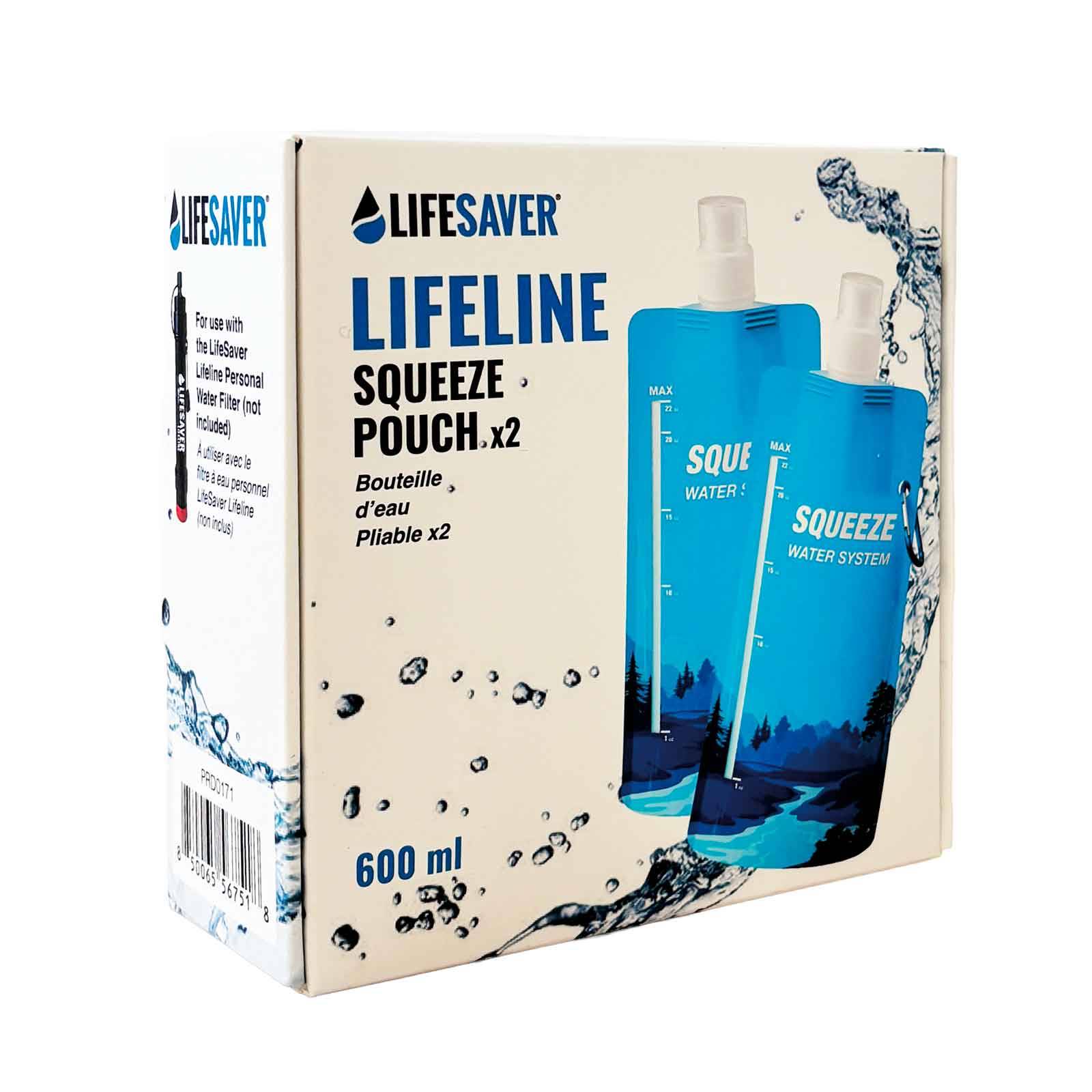 Pack 2 poches souples compressibles Lifesaver Lifeline réservoir eau randonnée survie léger durable-3