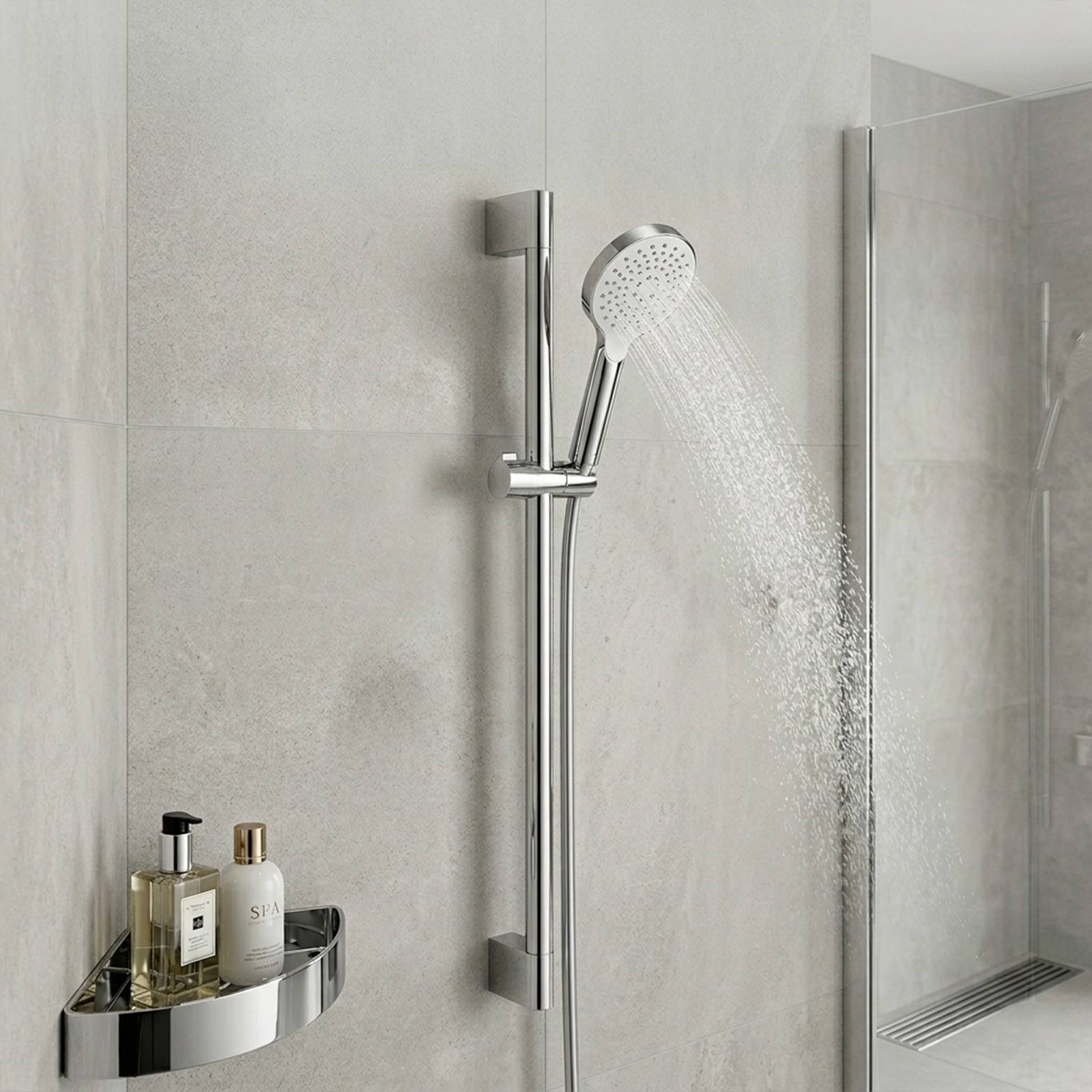 Barre de Douche Hauteur et Angle Réglable Finition Chromé Anti-corrosion-2