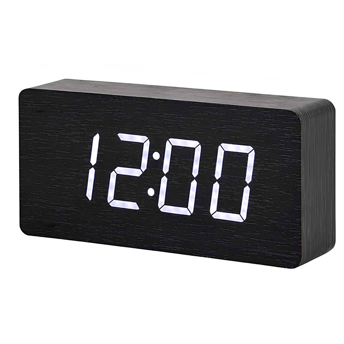 Horloge en Bois avec Affichage LED Numérique Clair-1