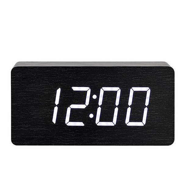 Horloge en Bois avec Affichage LED Numérique Clair