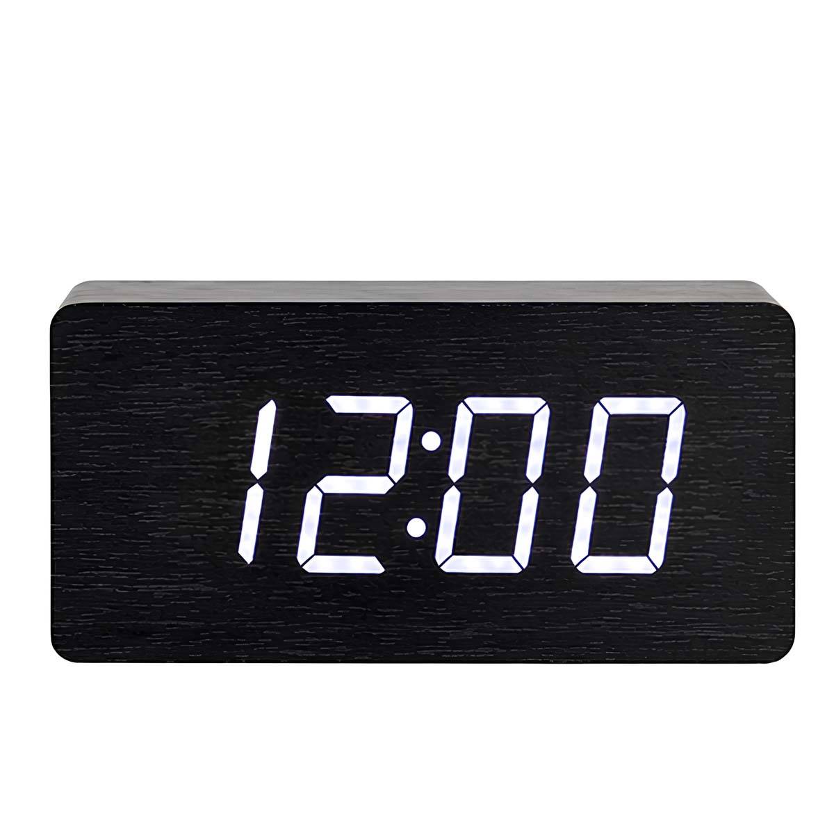 Horloge en Bois avec Affichage LED Numérique Clair-0