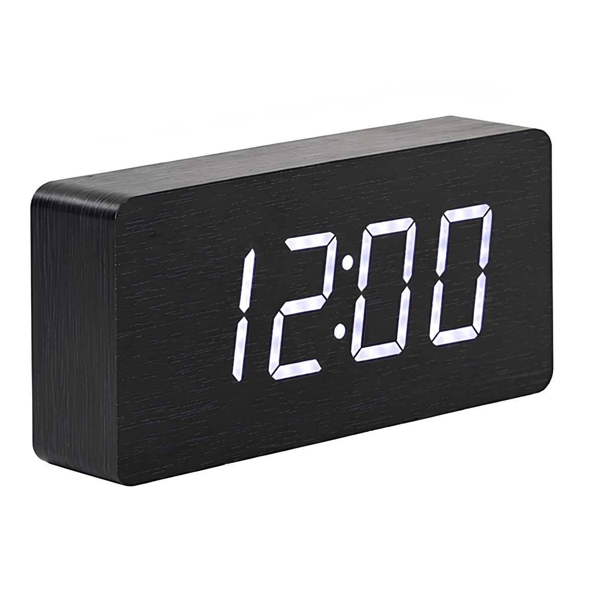 Horloge en Bois avec Affichage LED Numérique Clair-4