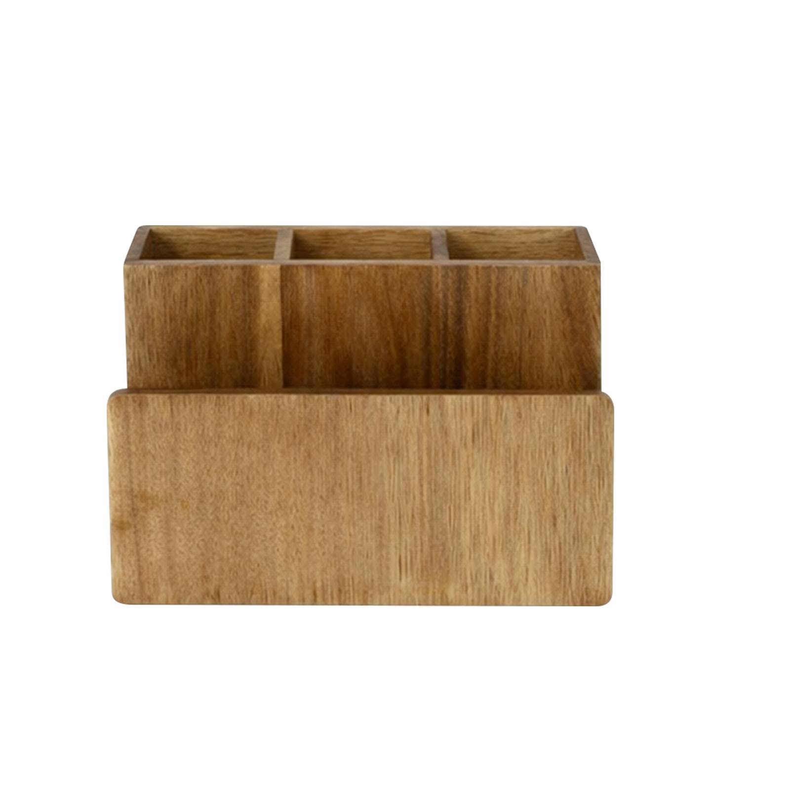 Range-Couverts avec Porte-serviettes Bambou Naturel 4 Compartiments pour Cuisine-1