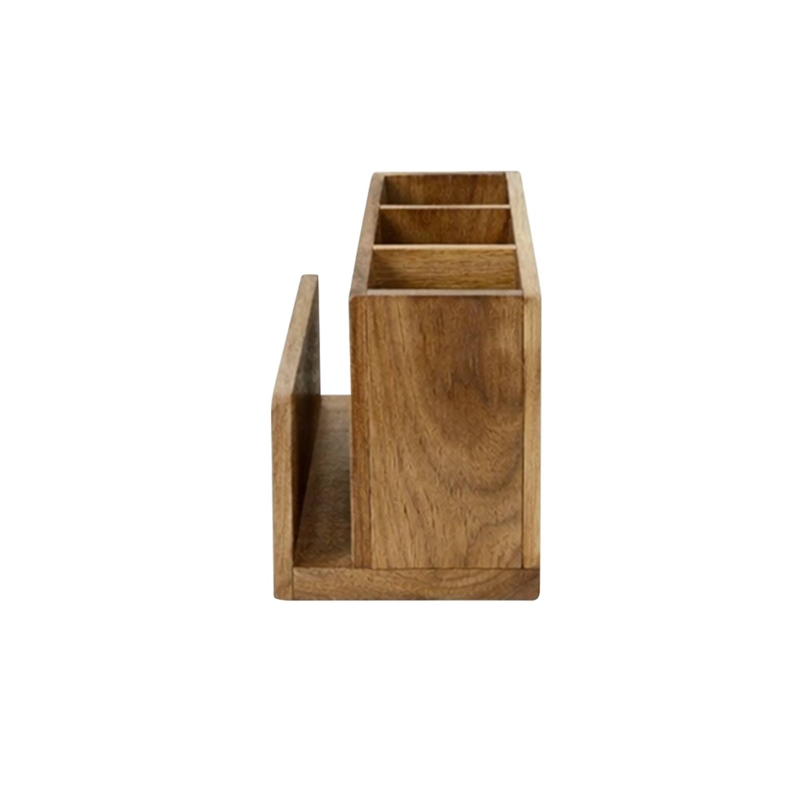 Range-Couverts avec Porte-serviettes Bambou Naturel 4 Compartiments pour Cuisine-4