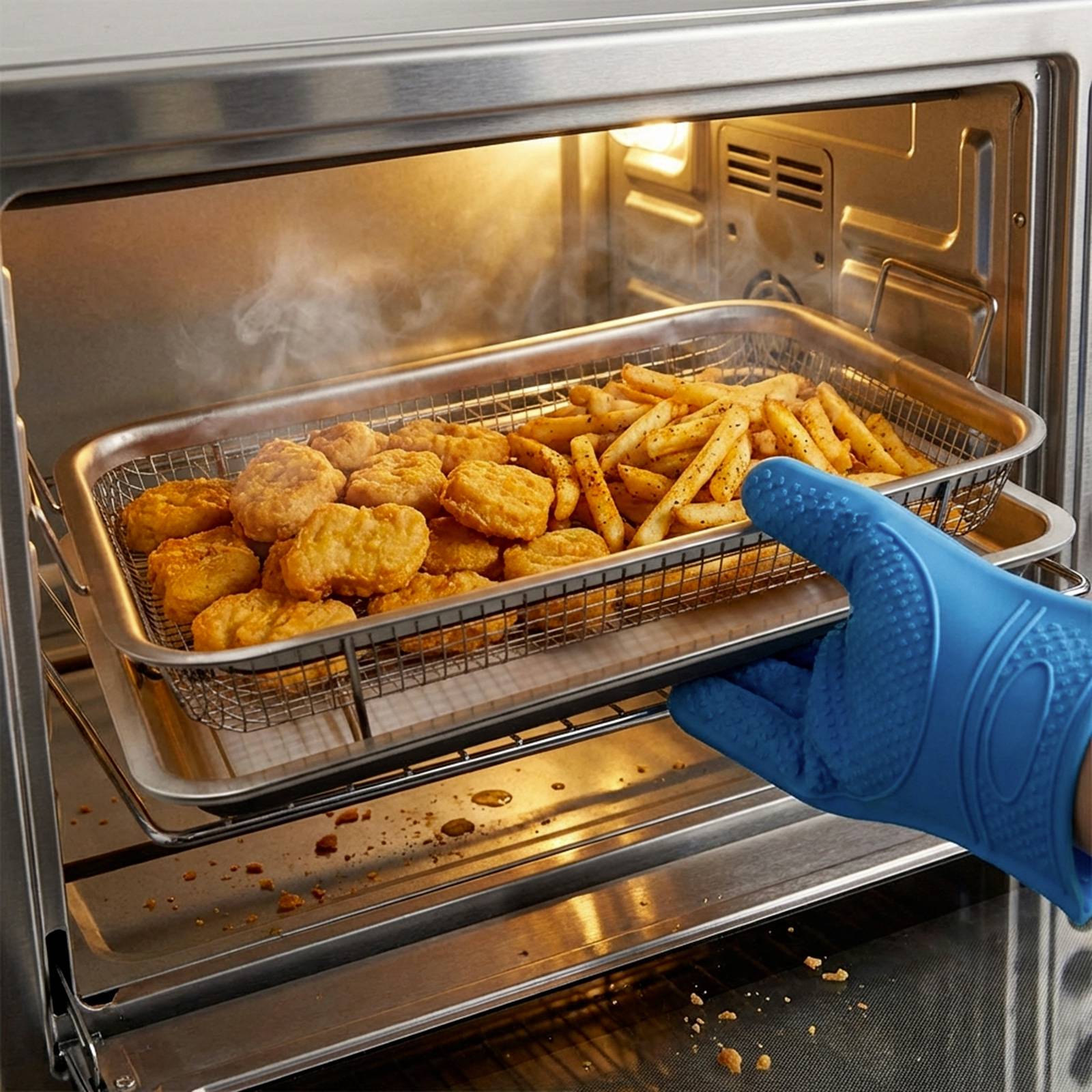 Panier à Friture en Acier Inoxydable avec Bac Égouttoir-2