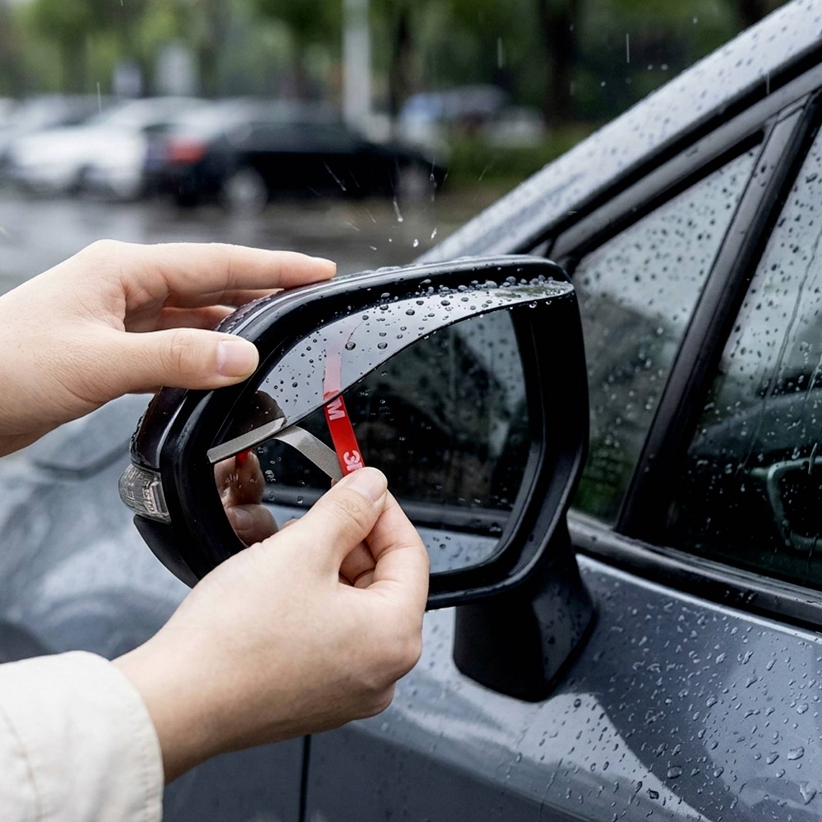 Déflecteur de Pluie pour Rétroviseur Voiture Fixation Adhésif Solide-2