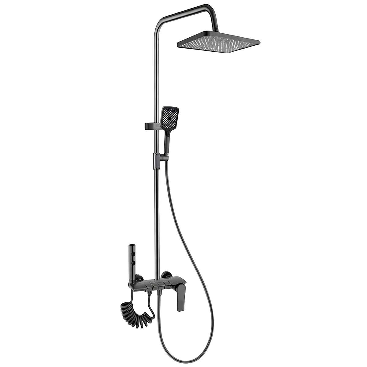 Colonne de Douche avec Spray WC et Douche Pluie Carrée Chromé Anti-corrosion-0