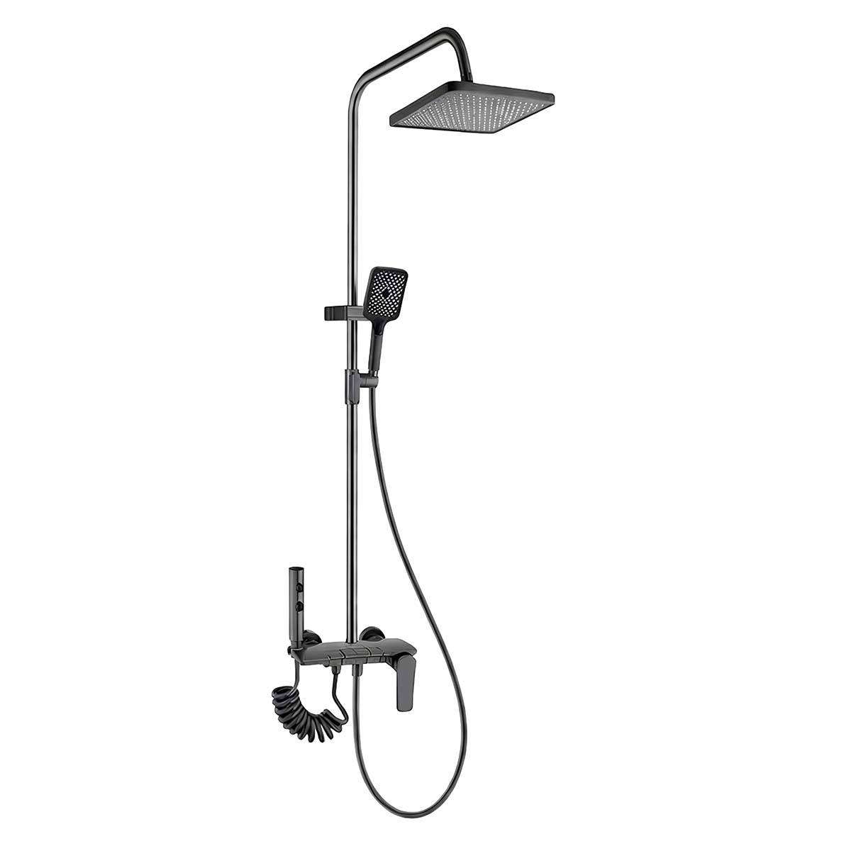 Colonne de Douche avec Spray WC et Douche Pluie Carrée Chromé Anti-corrosion-3
