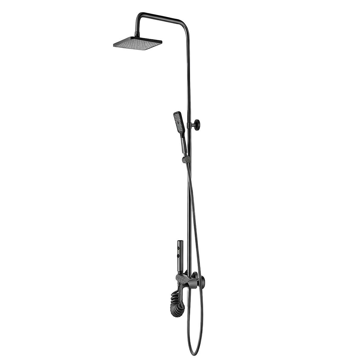 Colonne de Douche avec Spray WC et Douche Pluie Carrée Chromé Anti-corrosion-4