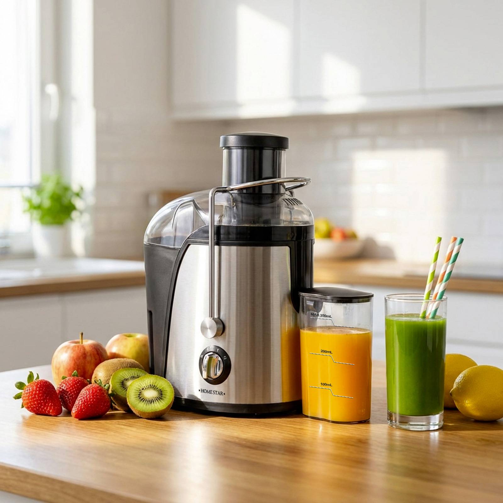 Extracteur de Jus Électrique 500W Inox 2 Vitesses avec Réservoir à Pulpe 450 mL-3