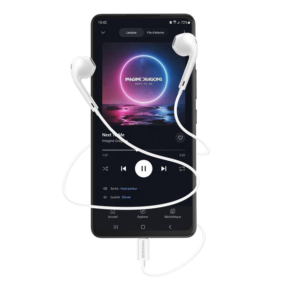 Écouteurs Filaires USB-C pour Samsung Galaxy A53 avec Micro intégré-4